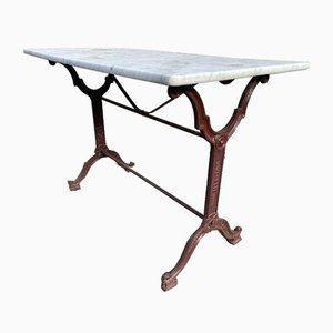 Table de Bistrot Antique en Fonte et Marbre, 1900s