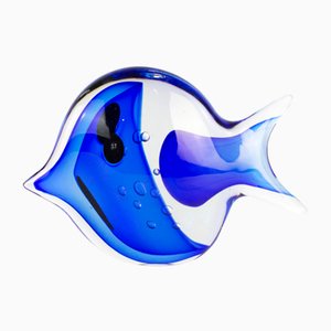 Escultura abstracta con peces y burbujas Sbruffi sumergida en cristal de Murano de Valter Rossi para VRM