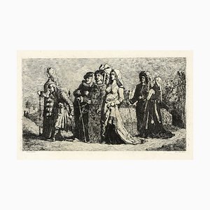 Jean Vandekerkhove, Wedding Procession, Original Etching, 1860