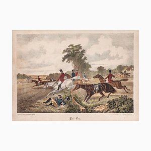 Riding, Original Lithograph, 19th Century