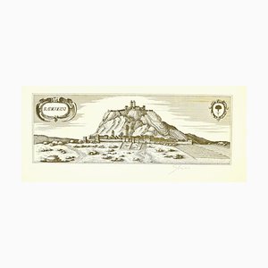 Bettino Craxi, Map of Radicofani, Original Etching, Late 20th Century