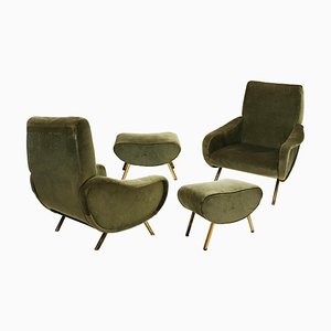 Fauteuils de Dame Mid-Century Modernes par Marco Zanuso pour Arflex, Italie, Set de 4