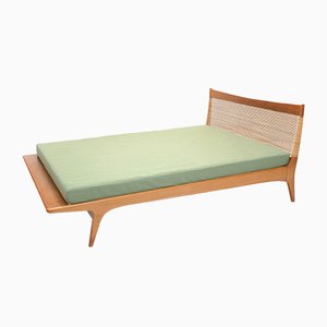 Oak & Rattan Daybed by Jos De Mey for Van Den Berghe Pauvers, 1960s