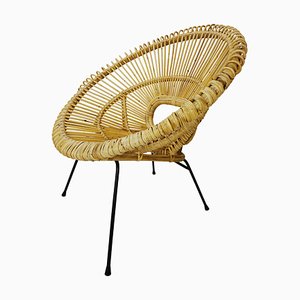 Stuhl aus Rattan & Metall von Franco Albini