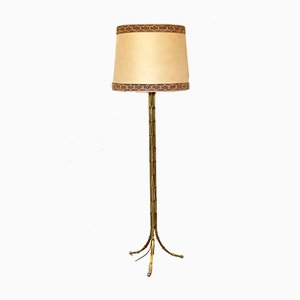 Floor Lamp in Brass and Faux Bamboo, 1960s
