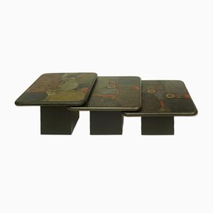 German Brutalist Nesting Tables by Paul Kingma for C Kneip, 1991, Set of 3