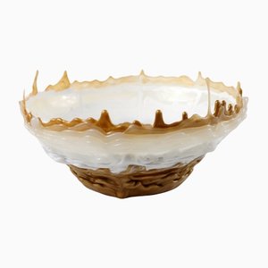 Hot Mess Vessel Gold, Clear, and White Rotund Bowl by Tanner Bowman