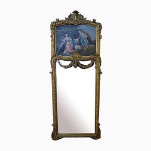 Espejo de muelle de madera dorada, década de 1800