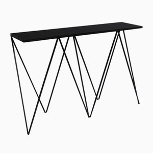 Table Console Giraffe avec Plateau en Linoléum Naturel Noir par &New