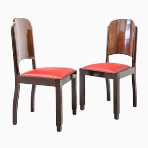 French Art Deco Chairs, 1920s, Set of 6