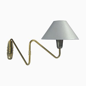 Danish Brass Wall Lamp, 1950s