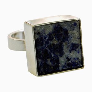 Dänischer Silberring mit Lapislazuli Stein von Brdr. Bjerring, 1970er