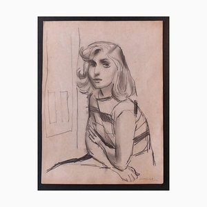 Nicola Simbari - Femme - Dessin au Plume Original - 1960s