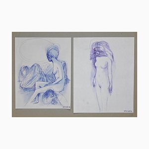 Leo Guida - Double Nude - Inchiostri originali, anni '70