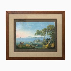 The Gulf and the Bay of Pozzuoli - Original Neapolitan Gouache - 19th Century