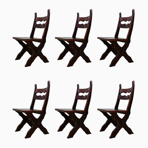 Belgian Brutalist Dining Chairs, Set of 6