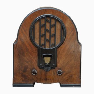 Bakelite & Walnuss Radio von Philips, ca. 1950