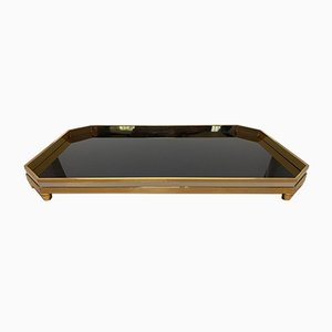 Vintage Brass and Black Methacrylate Tray, 1970s