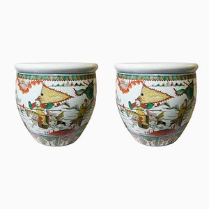 Chinese Qianlong Porcelain Planters, Set of 2