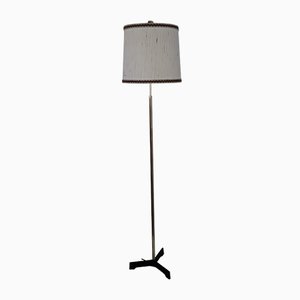 Lámpara de pie vintage con base de trípode de hierro hexagonal de latón en gris, años 60