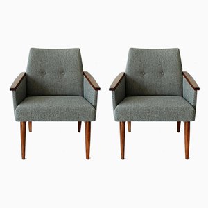Danish Style Gray Armchairs, 1960s, Set of 2