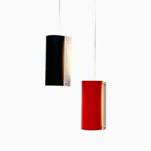 Lámparas colgantes Mid-Century minimalistas de metal. Juego de 2