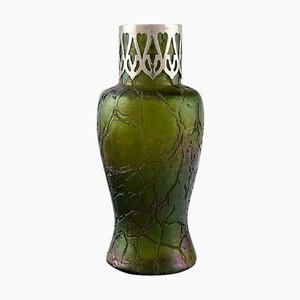 Vase aus grünem Kunstglas von Pallme-König, 1900er