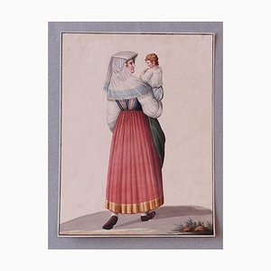 Michela De Vito, Kostüm aus Ischia, Tusche & Aquarell, 1830er