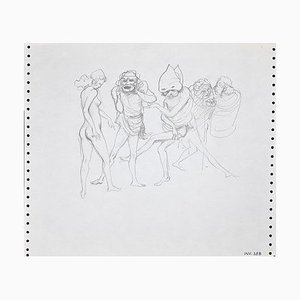 Leo Guida, Masquerade, Pencil Drawing, Mid-20th-Century