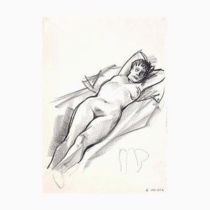 Leo Guida, Female Nude, Charcoal Drawing, 1970s