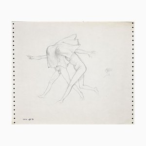 Leone Guida, due figure, disegno, anni '70
