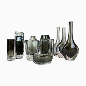 Vases Mid-Century par Nils Landberg pour Orrefors, Suède, Set de 12