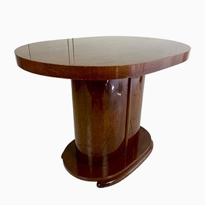 Table d'Appoint ou Table Basse de Forme Ovale Art Déco en Acajou