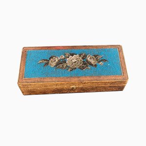 Vintage Biedermeier Beadwork Jewelry Box / Pin Box