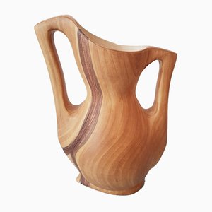Vintage Holz Vase von Grandjean Jourdan für Vallauris