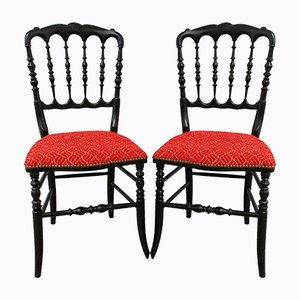 Set of French Napoleon III Red Chairs, Late 19th Century
