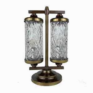 Lámpara de mesa vintage de cristal de Murano y latón, años 60