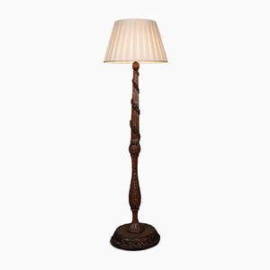 Antique Black Forest Edwardian Oak Standard Lamp