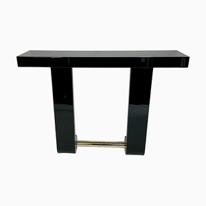 French Art Deco Black Lacquered Console Table, 1930s