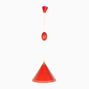 Lampe à Suspension Kegle Moderniste Rouge par Bent Karlby pour Lyfa, Danemark, 1960s