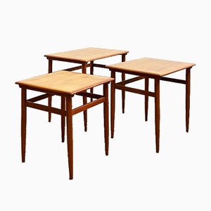 Danish Teak Side Tables, 1950s, Set of 3