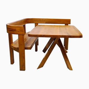 Tavolo e tavolini S35B di Pierre Chapo, set di 3