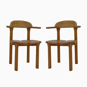 Dänische rustikale Rainer Daumiller Stil Stühle mit Buchenholz Armlehnen, 1970er, 2er Set