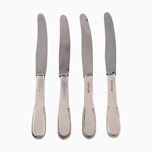 Number 14 Small Lunch Knives in Hammered Silver by Evald Nielsen, Set of 4