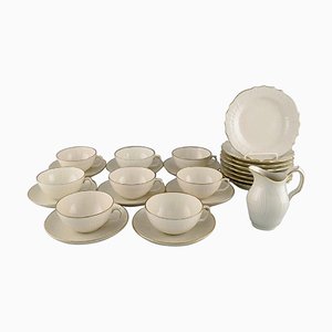 Creme Curved Tea Service Set from Royal Copenhagen, Mid-20th Century, Set of 25