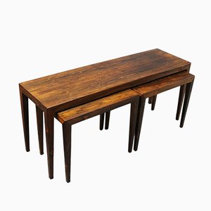 Tavolini ad incastro in palissandro di Severin Hansen per Haslev, anni '60, set di 3