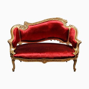 Sofa with Red Velvet and Gilded Wood