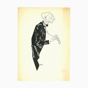 Dessin d'Encre Adolf Reinhold, New Yorker, China Ink, 1956