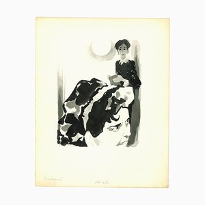 Adolf Reinhold Hallman, Lautréamont, China Ink Drawing, Mid-20th Century