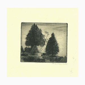 Desconocido, Country Cottage, Etching, siglo XIX